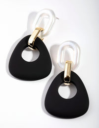 Gold Triple Link Drop Earrings - link has visual effect only