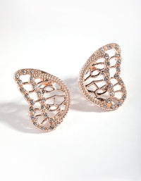 Rose Gold Diamante Wings Stud Earrings - link has visual effect only