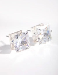 Silver Square Stone Claw Stud Earrings - link has visual effect only