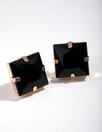 Gold Square Stone Stud Earrings - link has visual effect only