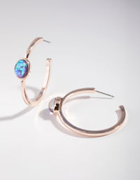 Rose Gold Foiled Stone Hoop Earrings - link has visual effect only