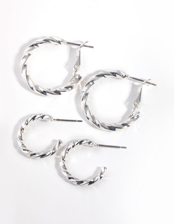 Silver Twist Pack Hoop Earring