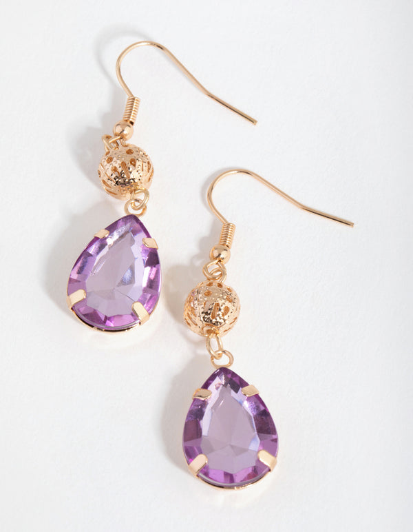 Gold Teardrop & Ball Drop Earrings