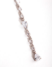 Silver Cubic Zirconia Pear Cut Y-Neck Necklace - link has visual effect only