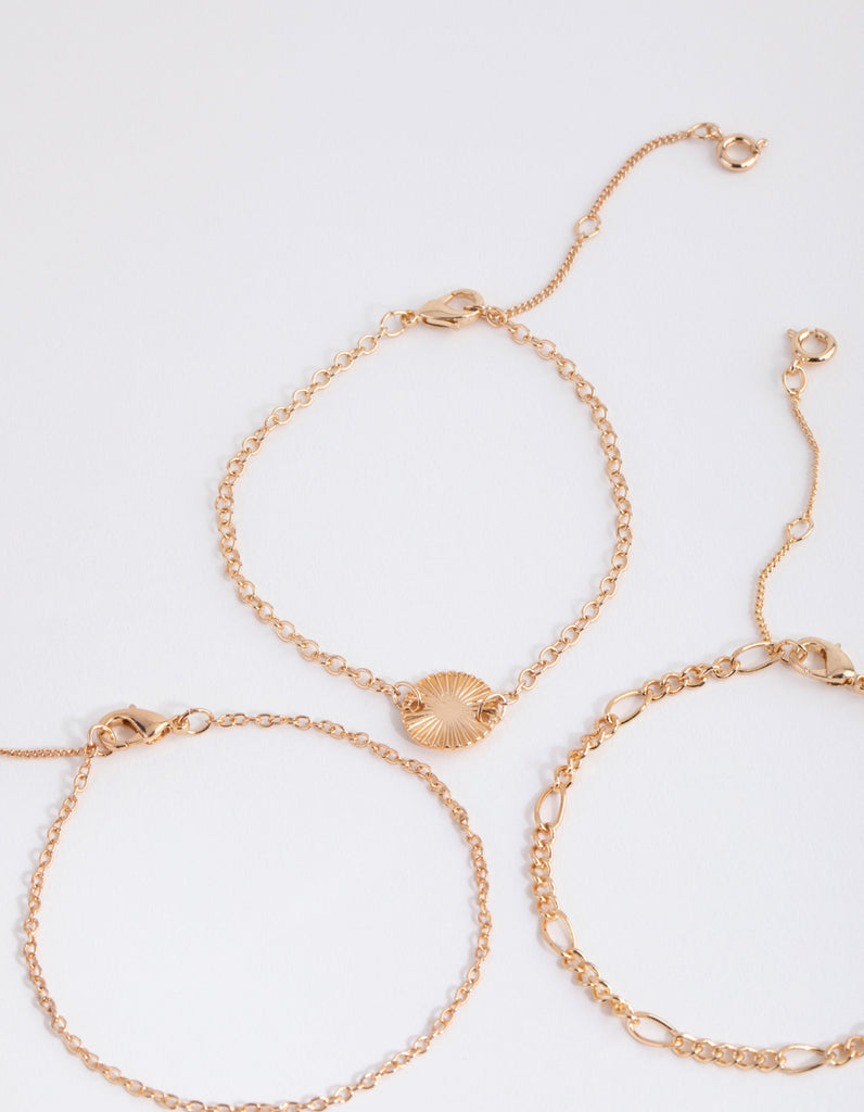 Gold Shell Jingle Bracelet & Anklet 6-Pack Set