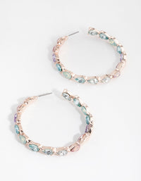 Rose Gold Pear Stone Hoop Earrings - link has visual effect only