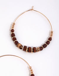 Gold Wide Beaded Hoop Earrings - link has visual effect only