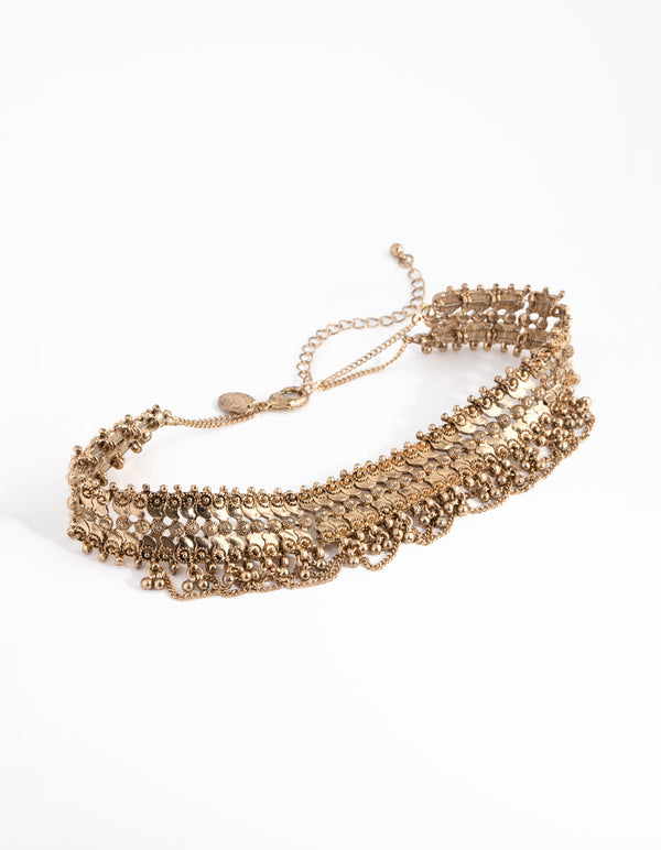 Antique Gold Mesh Chain Choker