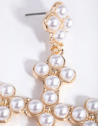 Gold Pearly Cross Earrings - link has visual effect only