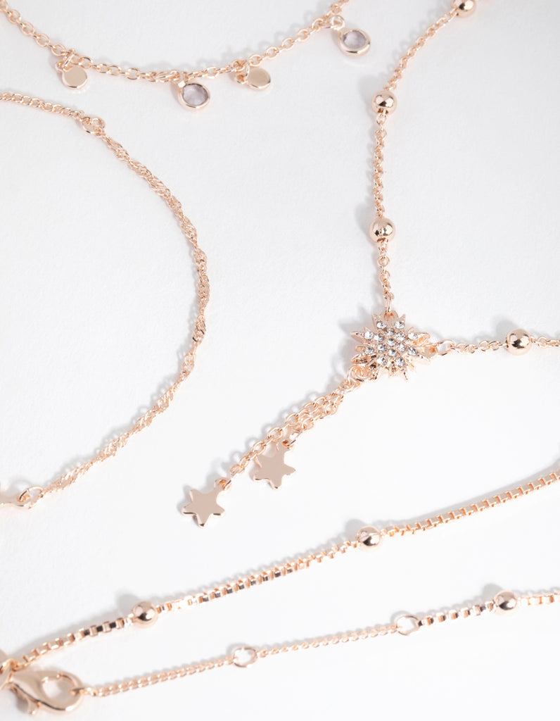 Rose Gold Celestial Drop Bracelet 4-Pack