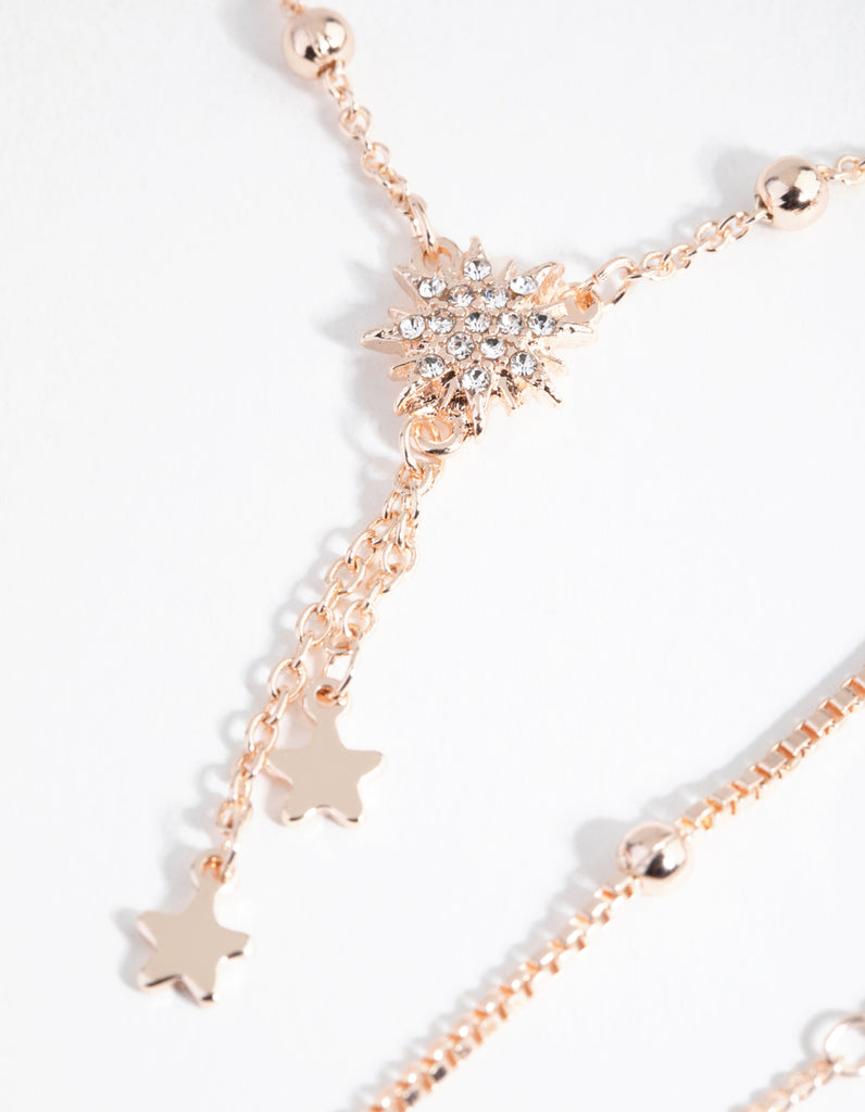 Rose Gold Celestial Drop Bracelet 4-Pack