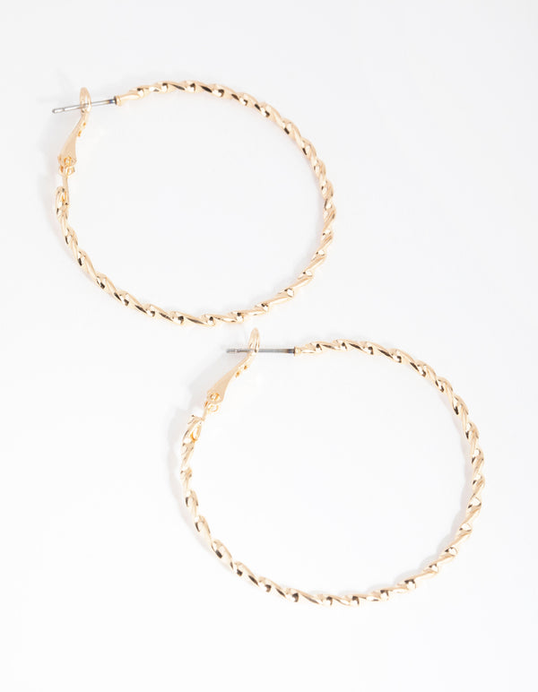 Gold Twist 40mm Hoop Earrings