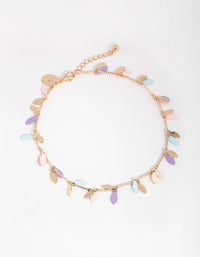 Gold Matte Pastel Leaf Anklet - link has visual effect only