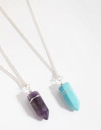 Mixed Metal Silver Wrapped Shard Necklace Pack - link has visual effect only