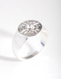 Silver Star & Crystal Signet Ring - link has visual effect only