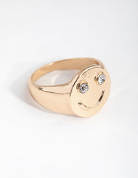 Gold Crystal Smiley Ring - link has visual effect only