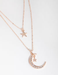 Rose Gold Diamante Moon & Star Necklace - link has visual effect only