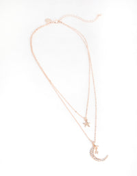 Rose Gold Diamante Moon & Star Necklace - link has visual effect only