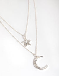 Silver Diamante Moon & Star Necklace - link has visual effect only