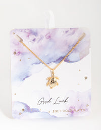 18ct Gold Plated Turtle Charm Necklace - link has visual effect only