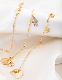 18ct Gold Plated Cubic Zirconia Hamsa & Moon Bracelet Set - link has visual effect only