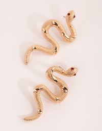 Gold Textured Snake Stud Earrings - link has visual effect only