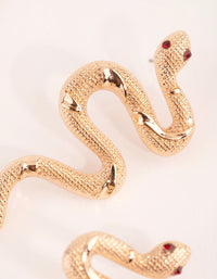 Gold Textured Snake Stud Earrings - link has visual effect only