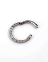 Titanium Cubic Zirconia Clicker Ring - link has visual effect only