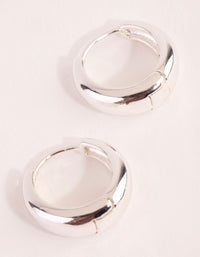 Silver Plain Chubby Huggie Earrings - link has visual effect only