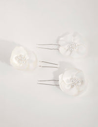 Fabric Pearl Flower Bun Pins - link has visual effect only