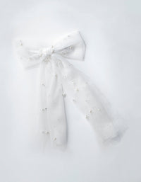 Pearl Detail Mesh Bow Clip - link has visual effect only