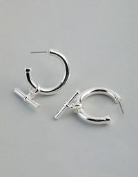 Silver Plated Brass Fob Hoop Earrings - link has visual effect only