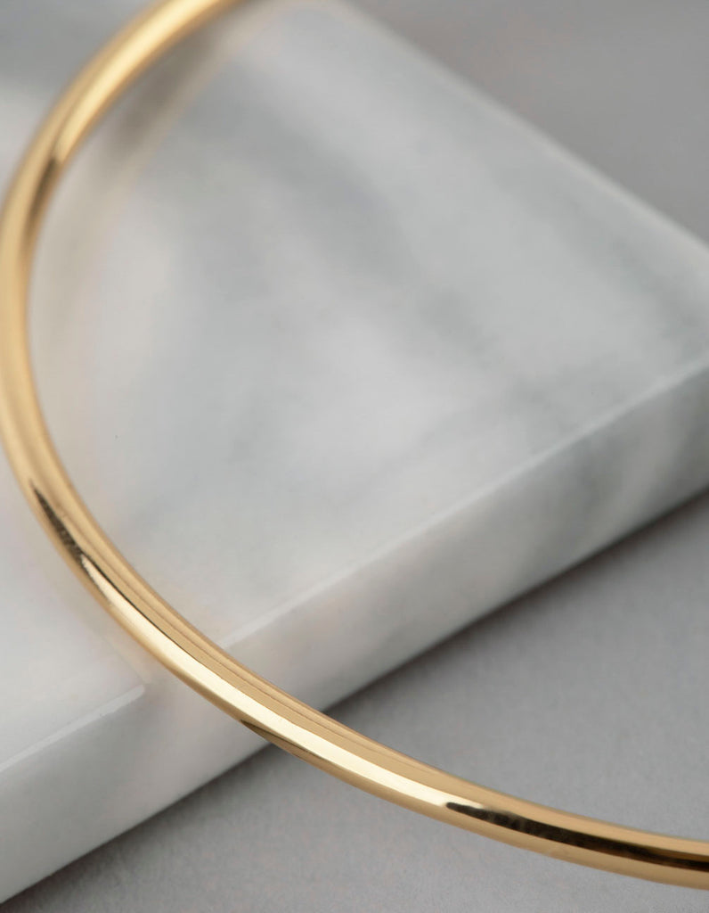 18ct Gold Plated Brass 2mm Bangle Bracelet