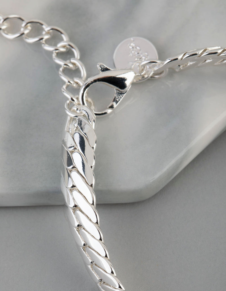 Silver Plated Brass Flat Curb Chain Bracelet