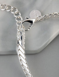 Silver Plated Brass Flat Curb Chain Bracelet - link has visual effect only