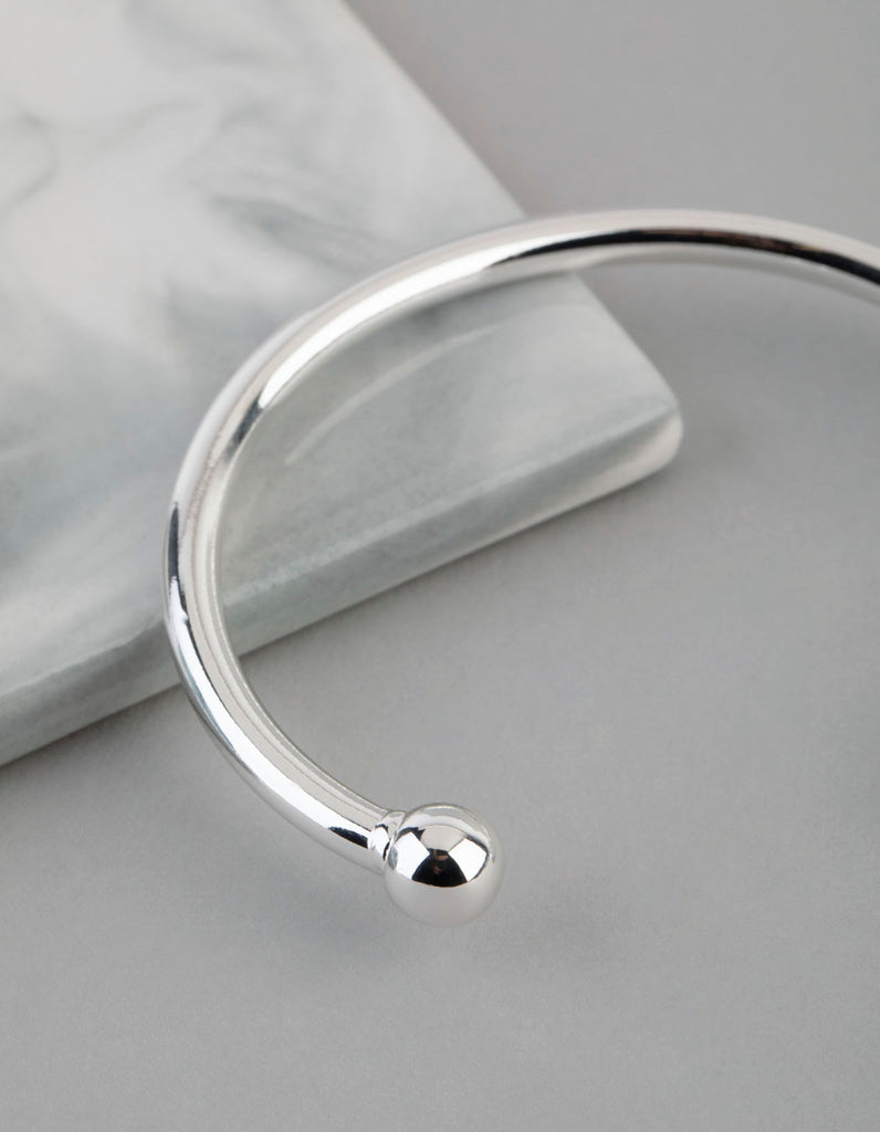 Silver Plated Brass Ball End Cuff Bracelet