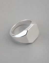 Silver Plated Brass Octagon Signet Pinky Ring - link has visual effect only