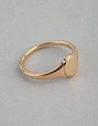 18ct Gold Plated Brass Oval Signet Pinky Ring - link has visual effect only