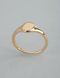 18ct Gold Plated Brass Oval Signet Pinky Ring - link has visual effect only