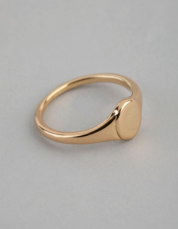 18ct Gold Plated Brass Oval Signet Pinky Ring