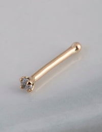 9ct Gold Micro Cubic Zirconia Nose Stud - link has visual effect only