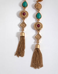 Antique Gold Long Chain Tassel Drop Earrings - link has visual effect only