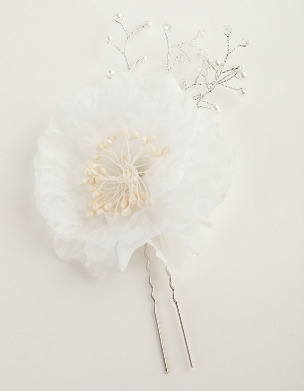 Oversized Beaded Flower Bun Pin