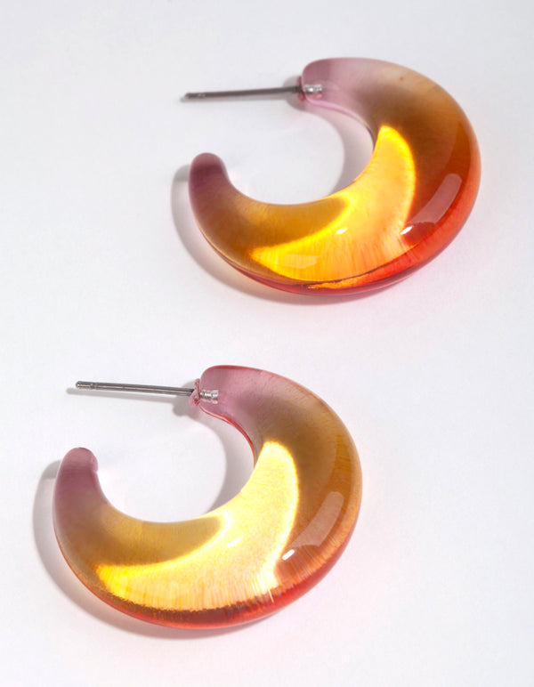 Pink Acrylic Multicoloured Bubble Hoop Earrings