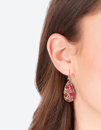 Pink Painted Flower Teardrop Earrings - link has visual effect only