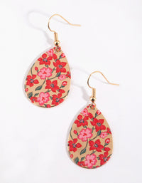 Pink Painted Flower Teardrop Earrings - link has visual effect only