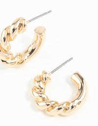 Gold Rope Twist Huggie Earrings - link has visual effect only