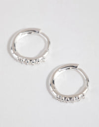 Sterling Silver Mini Cubic Zirconia Huggie Earrings - link has visual effect only