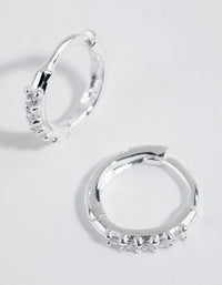 Sterling Silver Mini Cubic Zirconia Huggie Earrings - link has visual effect only