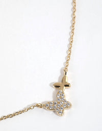 Gold Plated Sterling Silver Pave Butterfly Necklace - link has visual effect only